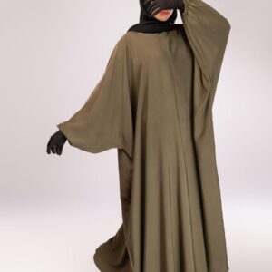 Batwing abaya with balloon elastic sleeves