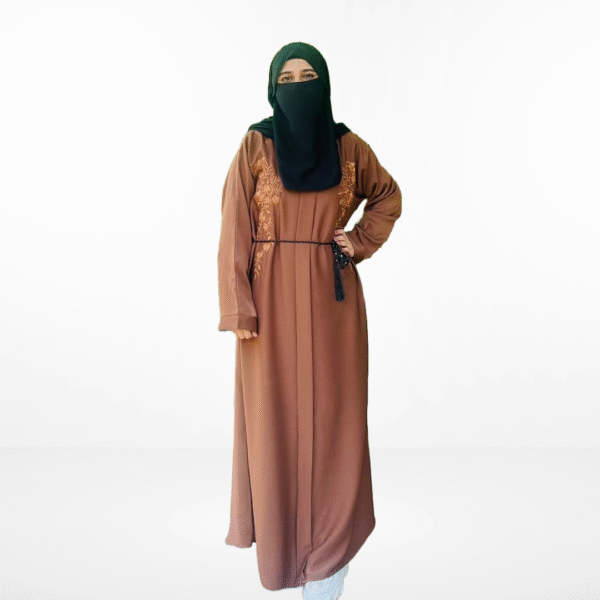Zoom Embroidery Mocha Brown Abaya