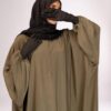 Batwing abaya with balloon elastic sleeves
