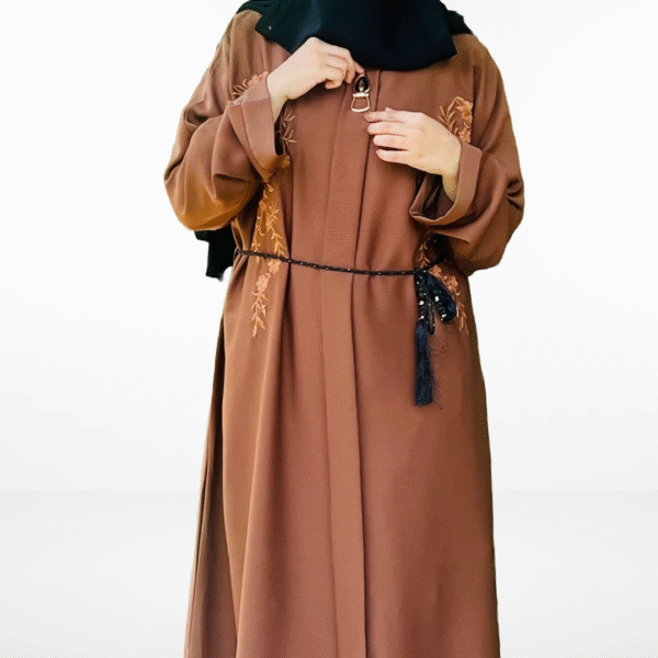 Zoom Embroidery Mocha Brown Abaya