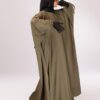 Batwing abaya with balloon elastic sleeves