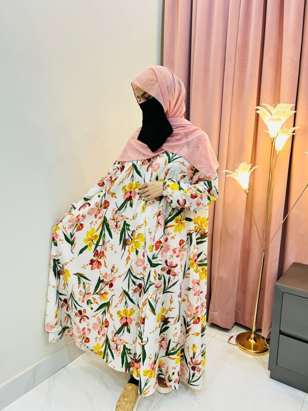 2 Elegant Bloom – Premium Floral Printed Abaya | Shamsiya Collection