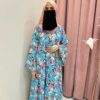 23 Aqua Garden – Vibrant Sky Blue Floral Abaya | Shamsiya Collection